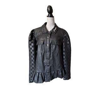 Disney Parks Her Universe Cruella De Vil Faux Leather Peplum Jacket Black 2X